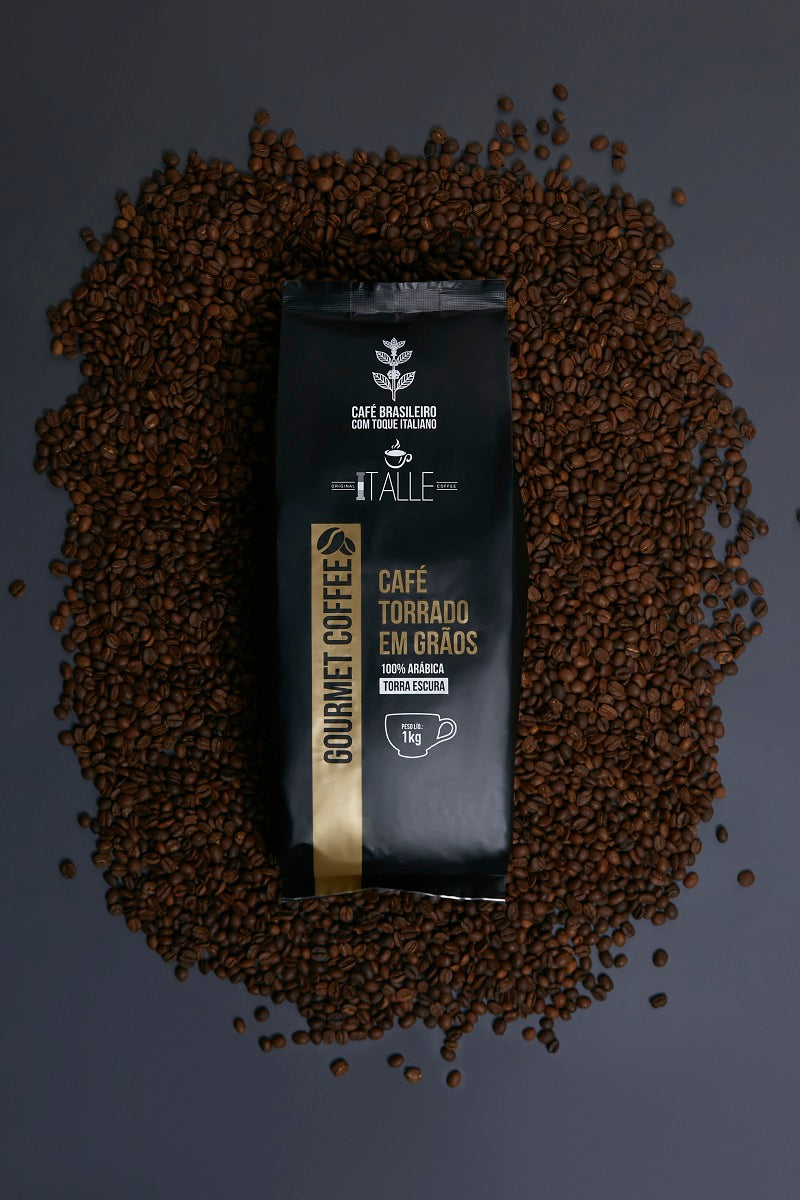 Café em Grao Torrado Expresso Arábica Torra Escura Grãos 1kg Gourmet Italle